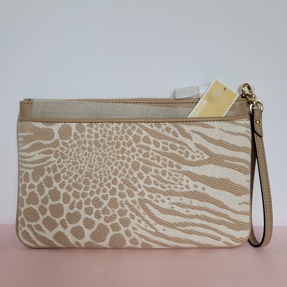 MICHAEL KORS Jet Set Charm Signature Logo Wristlet/Pouch- Camel Multi⭐ - Picture 7 of 16